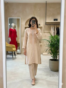 Luxe Modal Chanderi Kurti Set - Embroidered Festive Wear