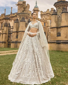 Luxe Net Lehenga - Heavy Sequins & Pearl Border Wedding Wear