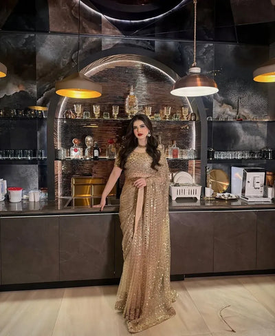 Luxe Net Saree - Sparkling Mirror & Sequin Work for Grand Parties & Weddings