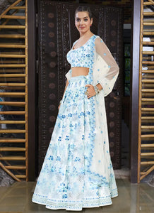 Luxe Off White Faux Georgette Lehenga - Heavy Embroidery for Wedding Wear