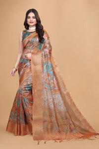 Luxe Orange Soft Silk Blend Saree with Elegant Zari Border for Festive Weddings