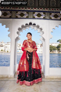 Luxe Paithani Jacquard Lehenga - Zari Weaving & Can-Can for Weddings & Festivals