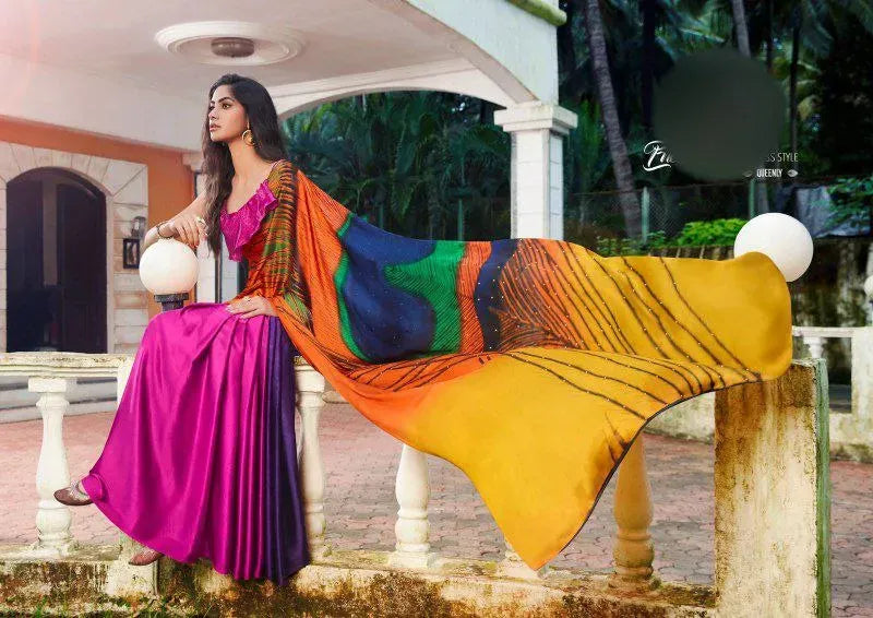 Luxe Satin Silk Saree - Hand Print & Diamond Work for... – TREND BUY