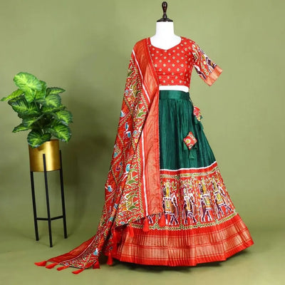 Luxe Patola Print Lehenga - Crushed Dola Silk Festive Set