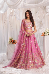 Luxe Pink Designer Lehenga - Heavy Zari Work for Wedding Wear