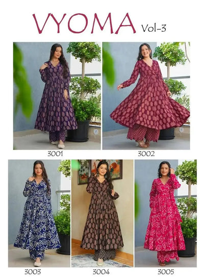 Luxe Printed Angrakha Kurti Set - Heavy Rayon Festive Wear