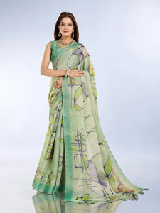 Luxe Printed Silk Saree - Lightweight Abstract Art Festive Wear for Women