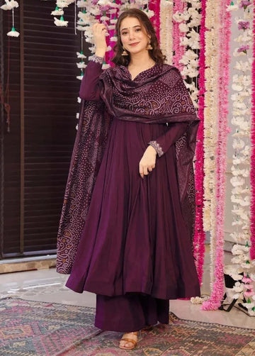 Luxe Purple Anarkali Suit - Festive Wear with Dupatta | Sizes S-XXL