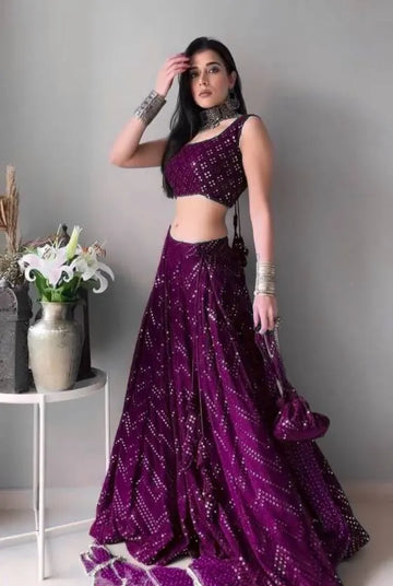Luxe Purple Lehenga Choli - Sequin Embellished for Weddings