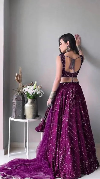 Luxe Purple Lehenga Choli - Sequin Embellished for Weddings