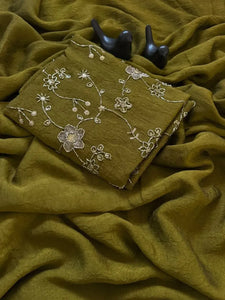 Luxe Rangoli Crush Blouse Fabric with Elegant Bits Work - Festive Prep Collection