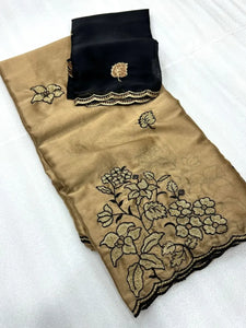 Luxe Rangoli Silk Saree - Heavy Embroidery Cut-Work Border Festive Wear for Women