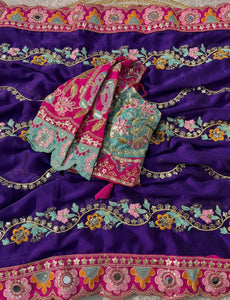 Luxe Rangoli Silk Saree with Designer Stitched Blouse for Festive Wear