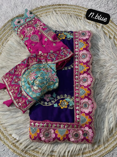 Luxe Rangoli Silk Saree with Designer Stitched Blouse for Festive Wear