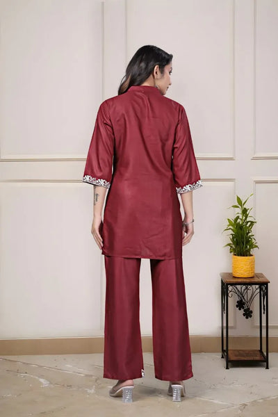 Luxe Rayon Co-Ord Set - Embroidered Festive Wear for Women