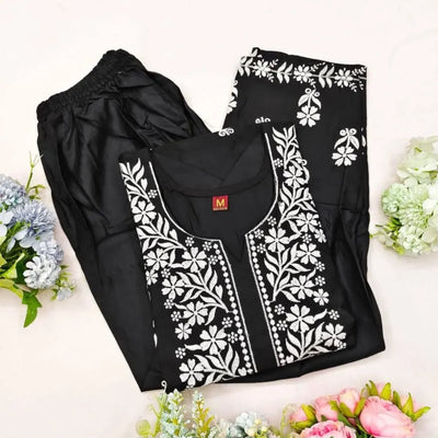 Luxe Rayon Kurti Pant Set - Elegant Festive Wear for Women