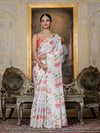 Luxe Ready to Wear Saree - Floral Print Chinnon Saree for Wedding & Parties