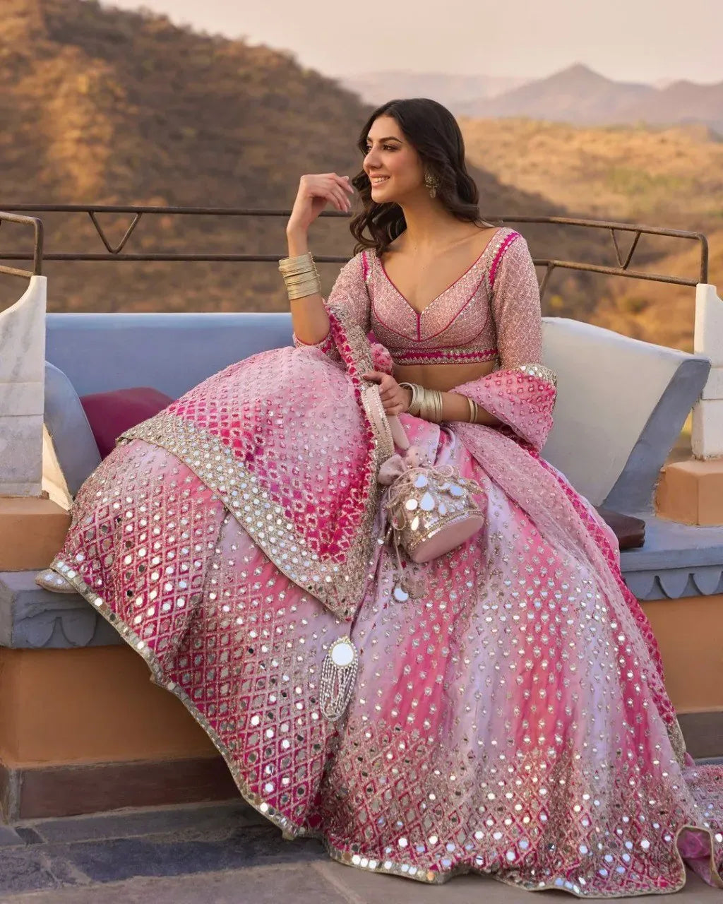 Exclusive Fox Georgette Real Mirror Work Lehenga Choli