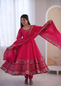 Luxe Roman Silk Gown Set - Ready-to-Wear Embroidery for Festive Women