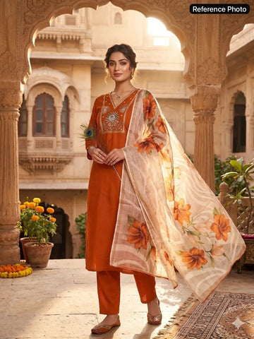 Luxe Roman Silk Suit with Heavy Chanderi Dupatta - Elegant Festive Wear for Women