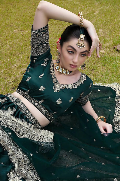 Luxe Satin Lehenga Choli - Sequin Embroidery Festive Wear for Women