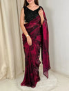 Luxe Satin Saree with Heavy Beads Work Blouse - Festive Party Wear for Women