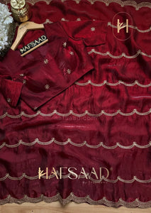 Luxe Satin Saree with Heavy Embroidery for Festive Wear