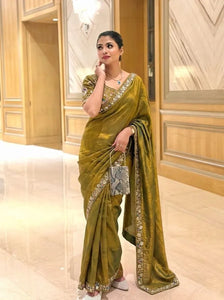 Luxe Satin Silk Saree - Heavy Wedding Collection for Women