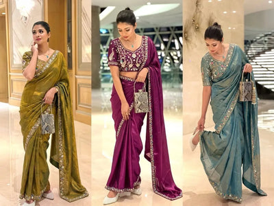 Luxe Satin Silk Saree - Heavy Wedding Collection for Women