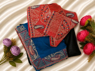 Luxe Satin Silk Saree - Rich Jharkhand Embroidery Party Wear for Women