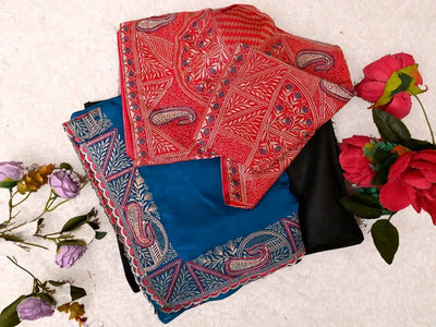Luxe Satin Silk Saree - Rich Jharkhand Embroidery Party Wear for Women