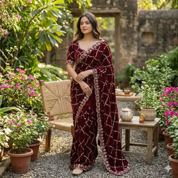 Luxe Satin Silk Saree with Cut Dana Handwork for Festive Wear