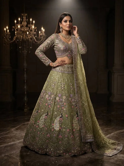 Luxe Sequins Coding Work Lehenga - 4-Meter Flared Bridal Wear for Women