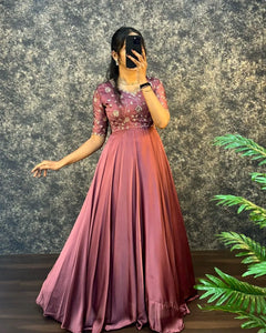 Luxe Silk Anarkali Gown - Elegant Festive Wear for Women