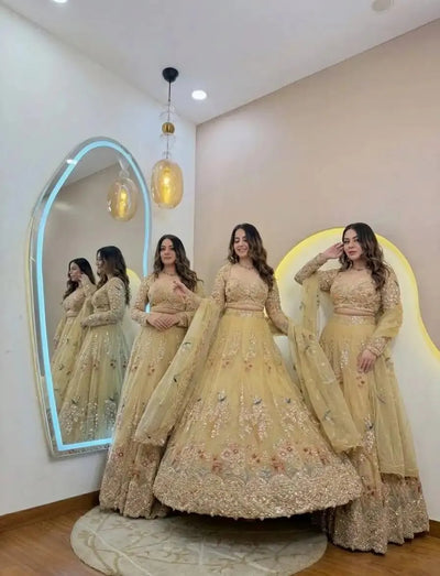 Luxe Silk Lehenga Choli - Heavy Sequins Embroidery with 4M Flare for Wedding Wear