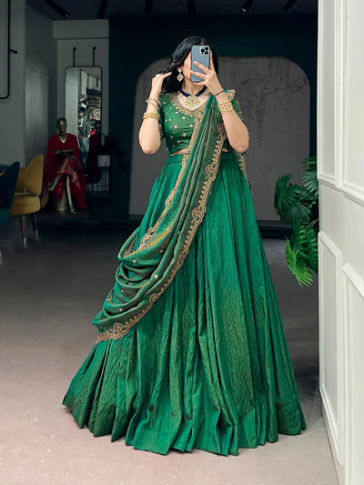 Luxe Silk Lehenga Choli with Embroidered Dupatta for Women