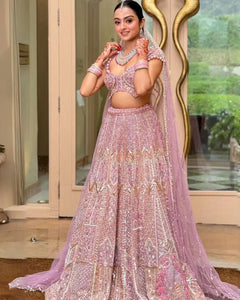 Luxe Silk Lehenga with Heavy Pearl Embroidery for Weddings