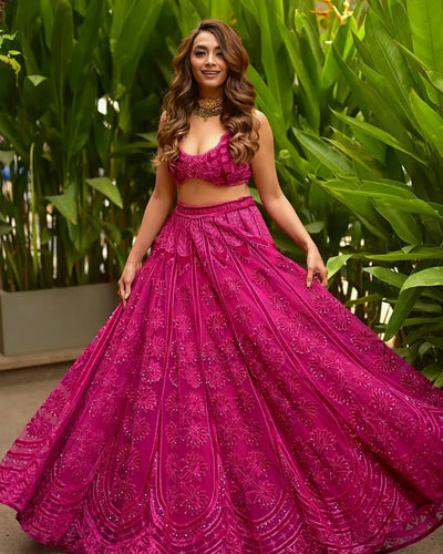 Luxe Silk Lehenga with Heavy Velvet Blouse - Festive Wear for Women