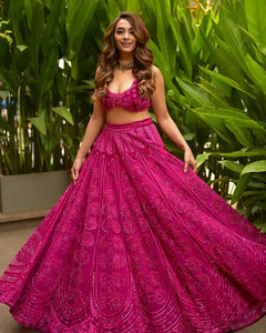Luxe Silk Lehenga with Heavy Velvet Blouse - Festive Wear for Women