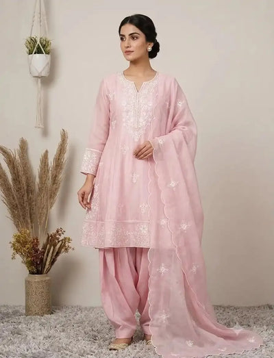 Luxe Silk Salwar Suit Set with Sequin Embroidery - Festive Wear for Women