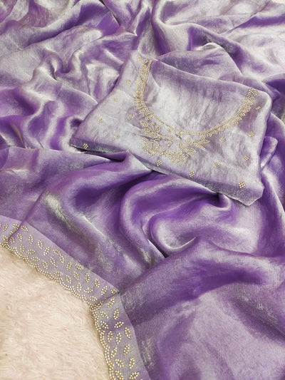 Luxe Silk Saree with Elegant Zarkan Diamond Work for Women