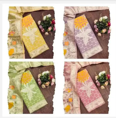 Luxe Simmer Chiffon Unstitched Suit Material - Heavy Khatli Handwork Festive Wear