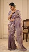 Luxe Soft Fandy Satin Saree - Handcrafted Khatli Work for Women
