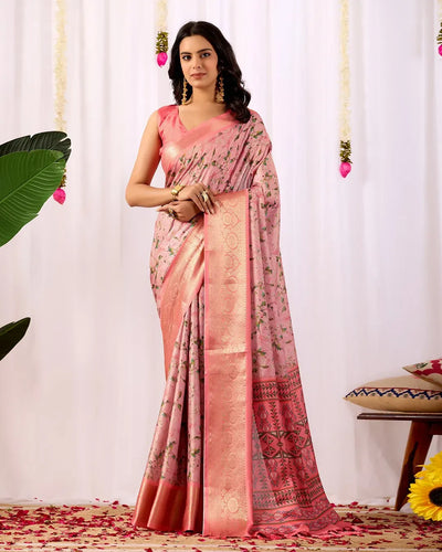 Luxe Soft Lichi Silk Saree - Elegant Floral Festive Wear