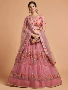Luxe Soft Net Lehenga Choli - Heavy Floral Embroidery for Festive Prep