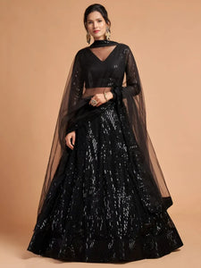 Luxe Soft Net Lehenga Choli - Sequins Embroidery Heavy Flare for Festive Wear