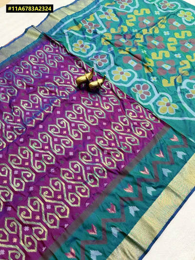 Luxe Soft Silk Patola Saree - Zari Weaving & Rich Pallu for Women