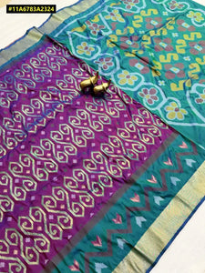 Premium Soft Silk Patola Saree with Heavy Zari Weaving and Rich Pallu for Festive Weddings
