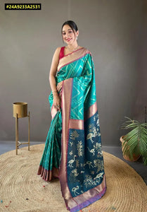 Luxe Soft Silk Saree - Elegant Zig Zag Zari Festive Wear