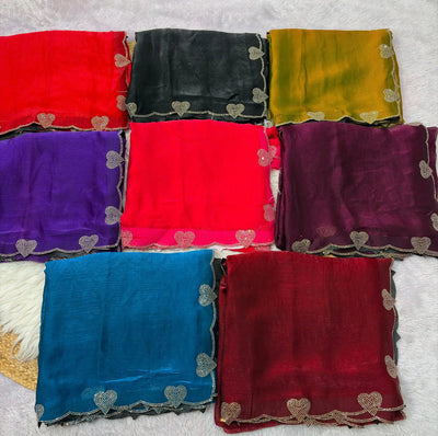 Luxe Space Silk Saree - Butterfly Diamond Border Festive Wear for Women